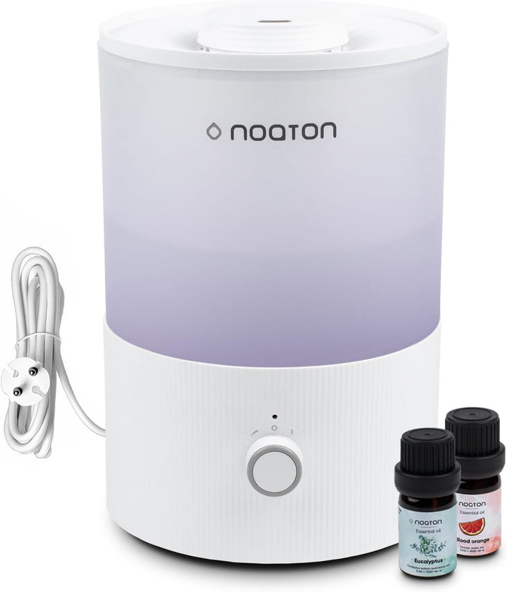 Noaton Essential Luftbefeuchter, 2 ätherische Öle inklusive, 3,3L Top-fill, 33H Laufzeit, 7-Farben-N