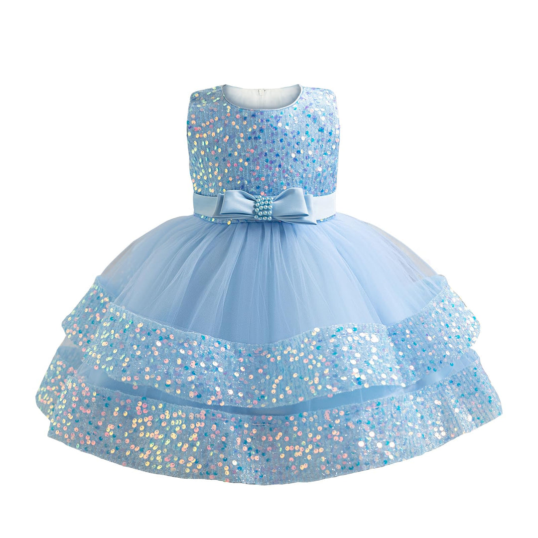 Miipat Baby Mädchen Kleid Prinzessin Tüll Pailletten Partykleid Ärmellos Tutu Blumenmädchenkleider f