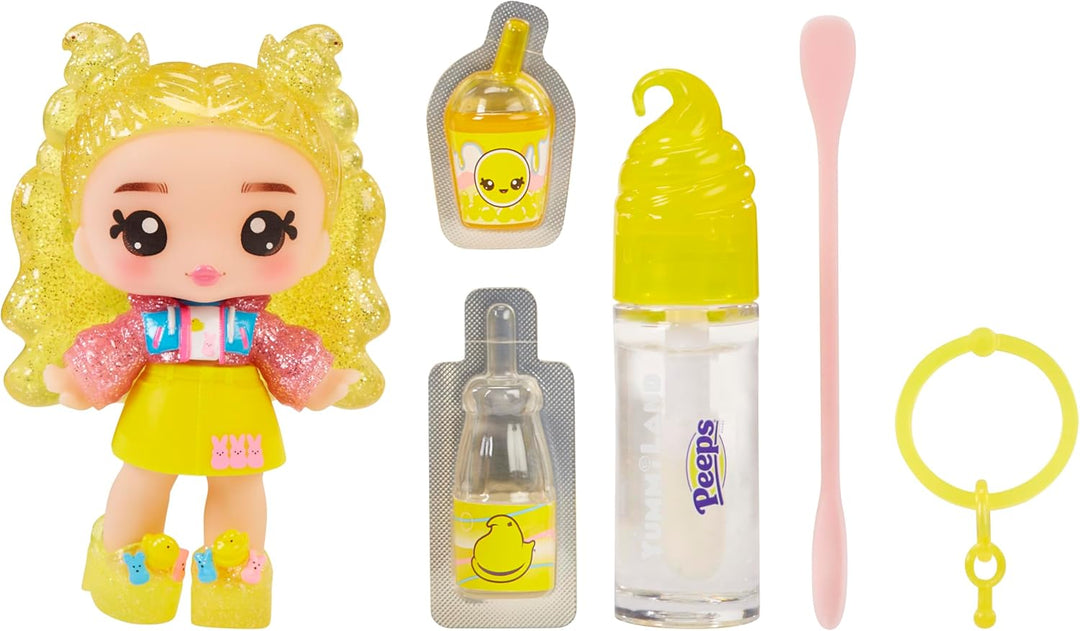 Yummiland x PEEPS Lip Gloss Doll- Goldie Mallows - Enthält 1 Puppe mit Mode zum Gestalten und Lipglo