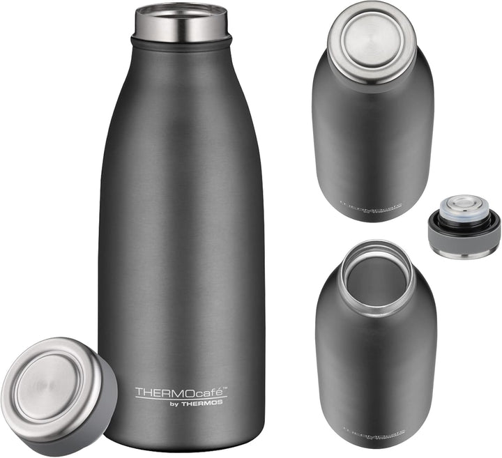 THERMOcafé by THERMOS TC BOTTLE stone grey mat 0,35l, Isolierflasche aus Edelstahl, kohlensäurefest,