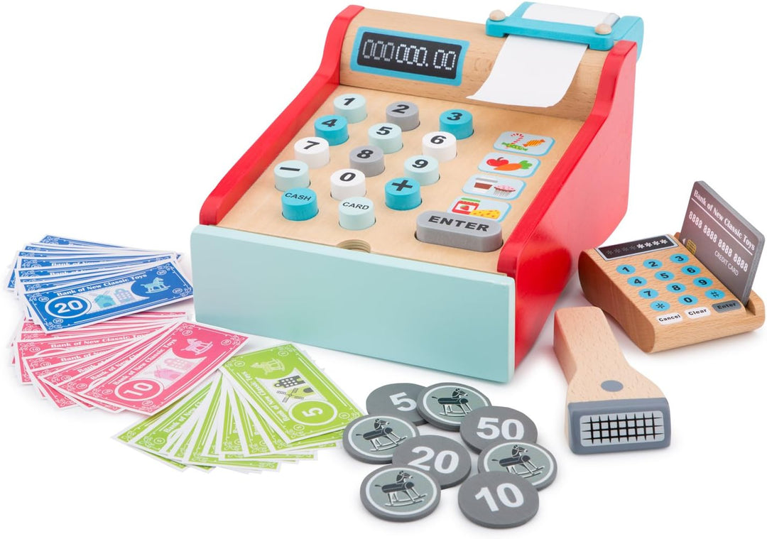 New Classic Toys 10650 Kasse, 3 Jahre to 9 Jahre, Multi Color Rot, Rot
