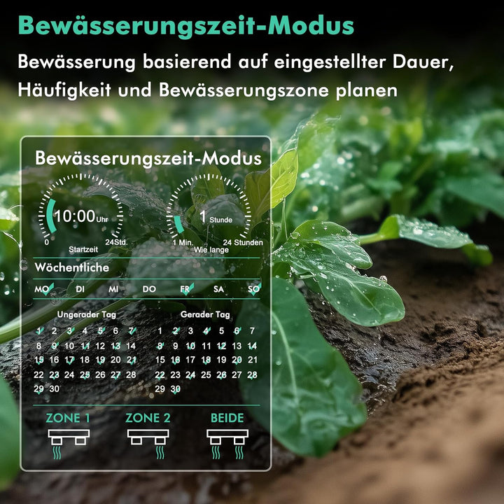 RESTMO Bewässerungscomputer 2 Ausgänge, Bluetooth Bewässerungstimer | App-Steuerung, 3 Modi (auto/ma