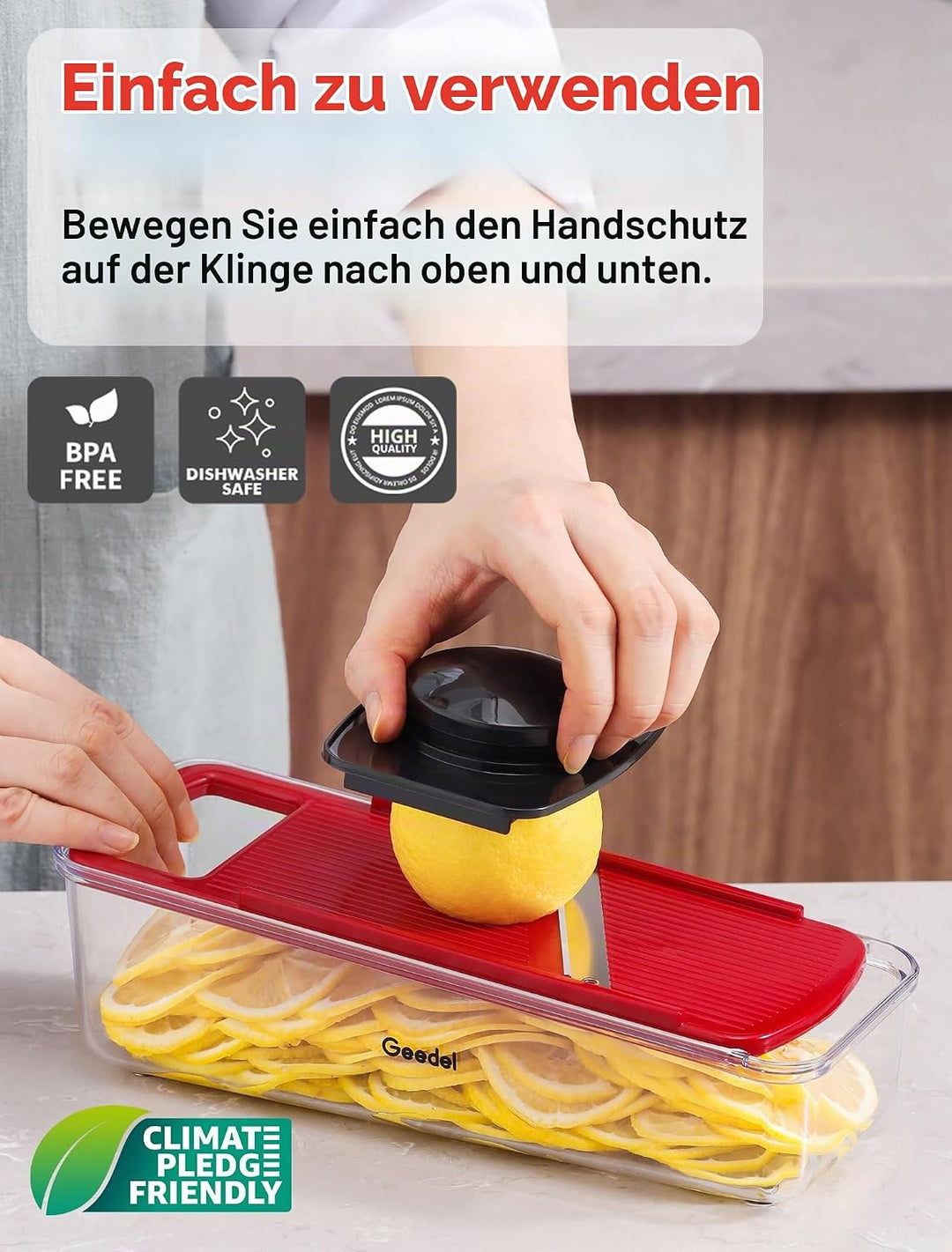 Geedel 4 in 1 Multifunktion Mandoline Gemüsehobel, Zwiebelschneider Gemüseschneider Manuell Käsereib