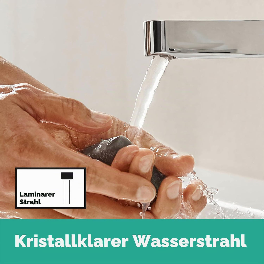 hansgrohe Waschtischarmatur Finoris, Wasserhahn Bad mit Auslauf Höhe 110 mm, mit Push-Open Ablaufgar