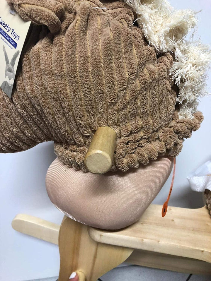 Sweety Toys 7080 Schaukeltier Schaukelpferd beige Cord mit Galoppgeräuschen und Pferdegewieher