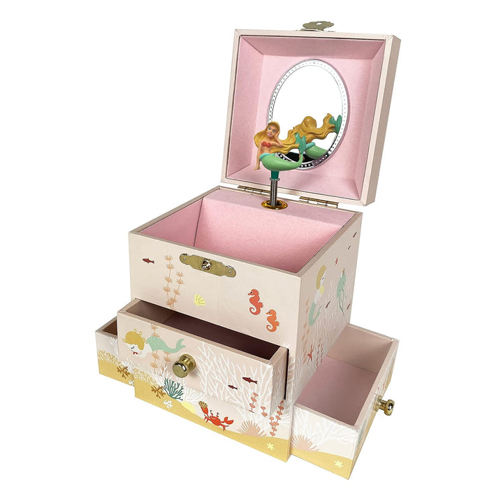 Trousselier 6260200 Schmuckbox für Kinder, Meerjungfrau, rosa Schmuckkästchen mit Musik und Schublad