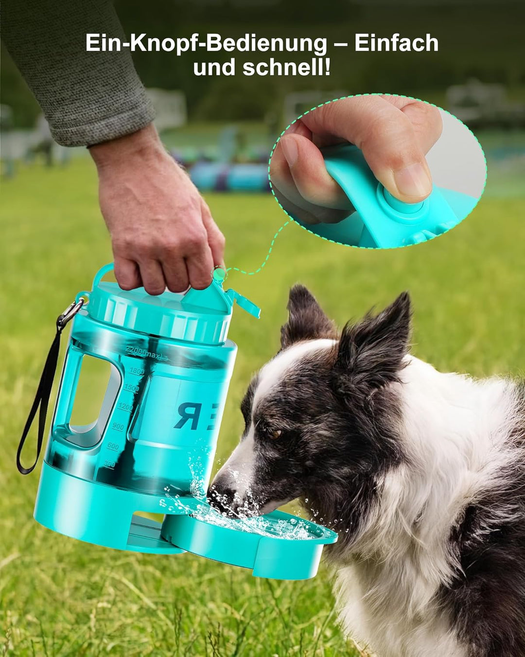 lesotc 2200 ml Trinkflasche für Hunde, Tragbare XXL extra grosse Hundetrinkflasche für unterwegs – C