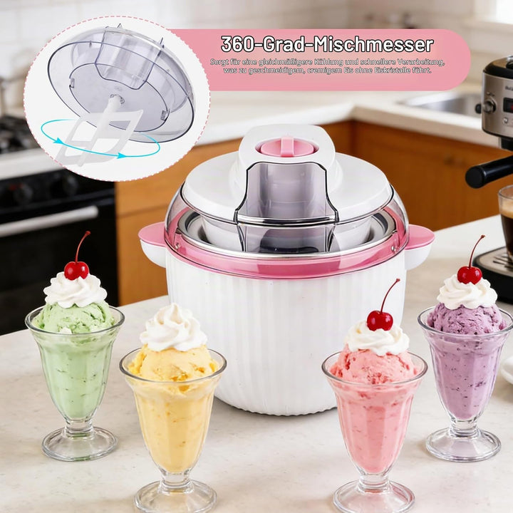 Eismaschine, 1,65 L Softeismaschine mit Zwei Geschwindigkeitsstufen zur Bereitet Eiscreme Sorbets Fr