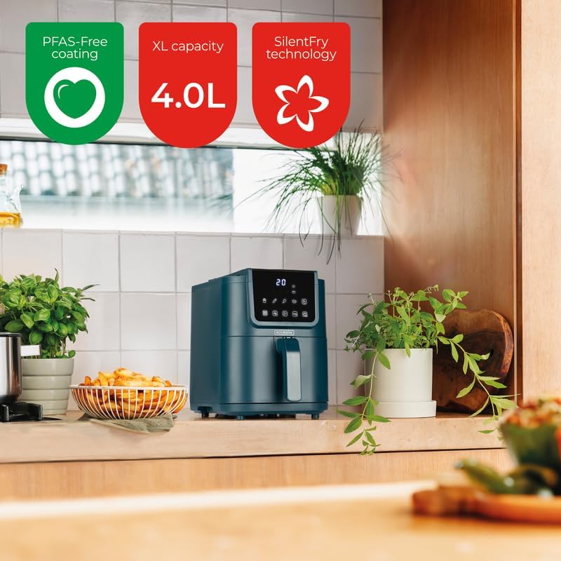 BOURGINI Luftfritteuse mit Keramikbeschichtung, frei von Chemikalien (PFAS, C6, PFHxA, PTFE, PFOA un