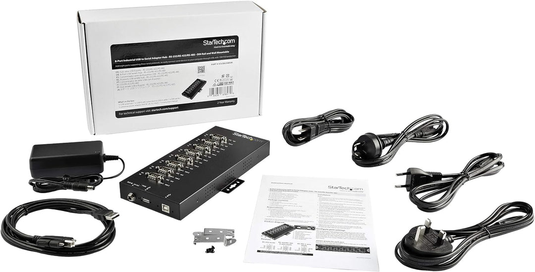 StarTech.com 8 Port industrieller USB auf RS232/ 422/ 485 Serieller Adapter - 15kv ESD Schutz - USB