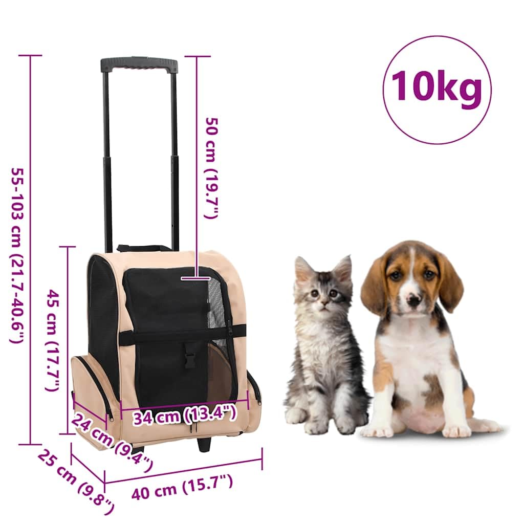 vidaXL Hundetrolley Faltbar Transporttasche Tragetasche Trolley Katze Rucksack, Beige