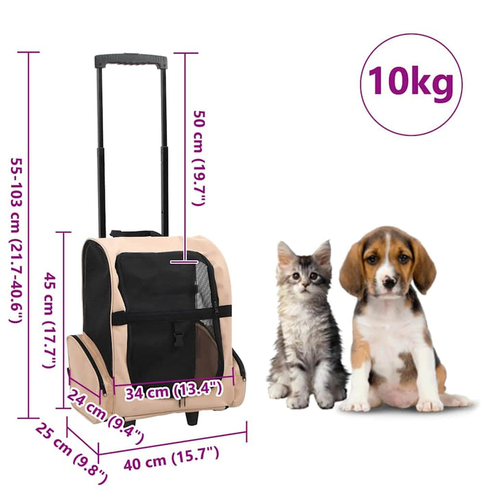 vidaXL Hundetrolley Faltbar Transporttasche Tragetasche Trolley Katze Rucksack, Beige
