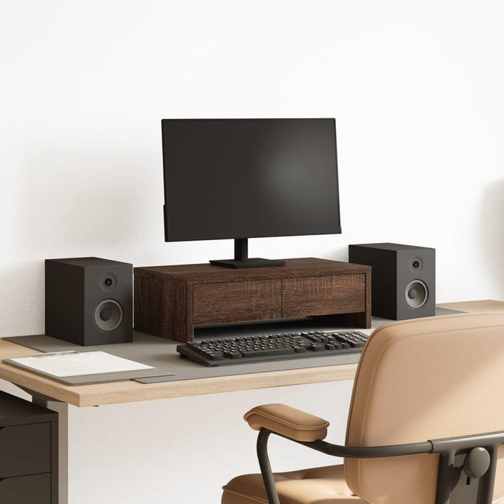 vidaXL Monitorständer, Schreibtischaufsatz mit Schubladen, Unterbau Bildschirm Laptop Ständer, Tisch