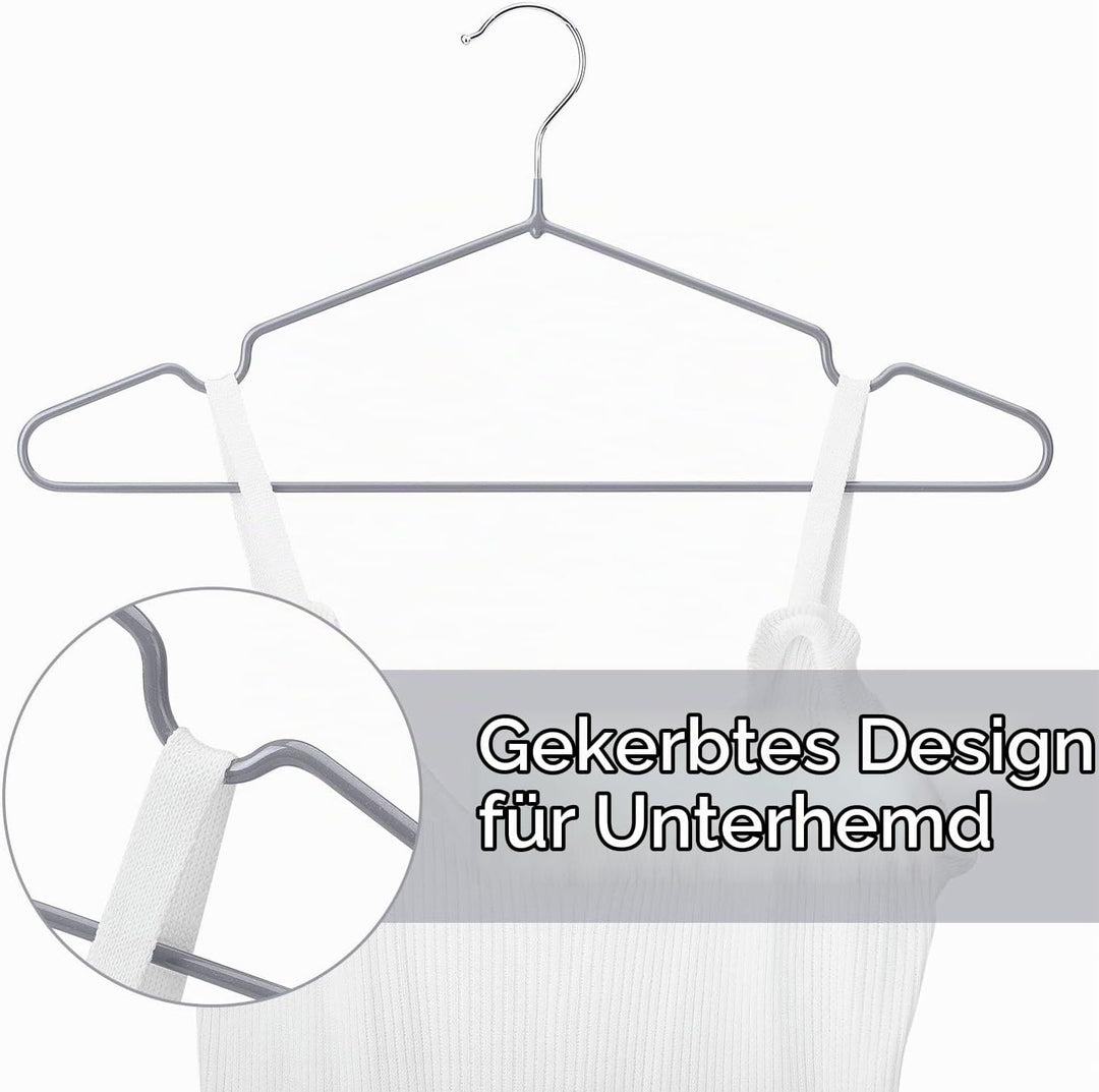 HOUSE DAY Kleiderbügel Metall Grau 40 Stück Kleiderbügel Grau Gummibeschichtet Metall Kleiderbügel R
