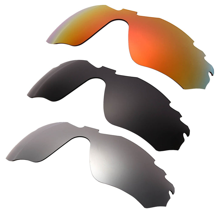 HKUCO Mens Replacement Lenses For Oakley Radar Edge Sunglasses Red/Black/Titanium, Red/Black/Titaniu