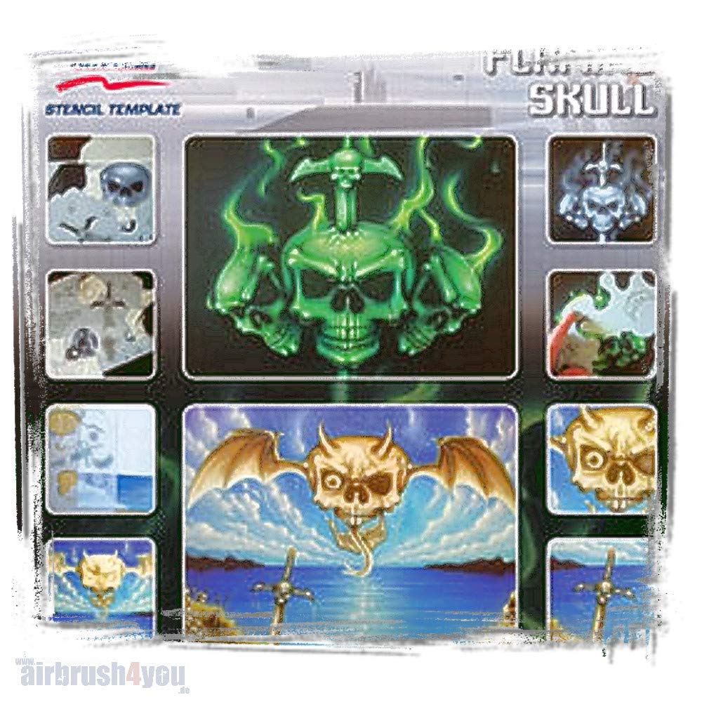 Airbrush Stencil Templates Flaming Skull 410136 Harder & Steenbeck