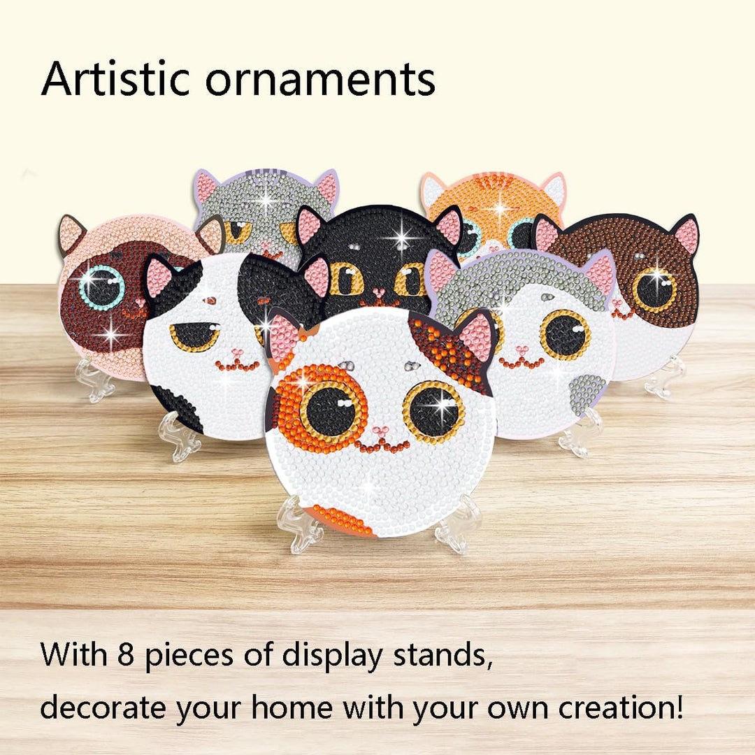Muzagroo Art Diamond Painting Diamond Painting Bilder Set mit Halter, lächelnde Katzen für Anfänger