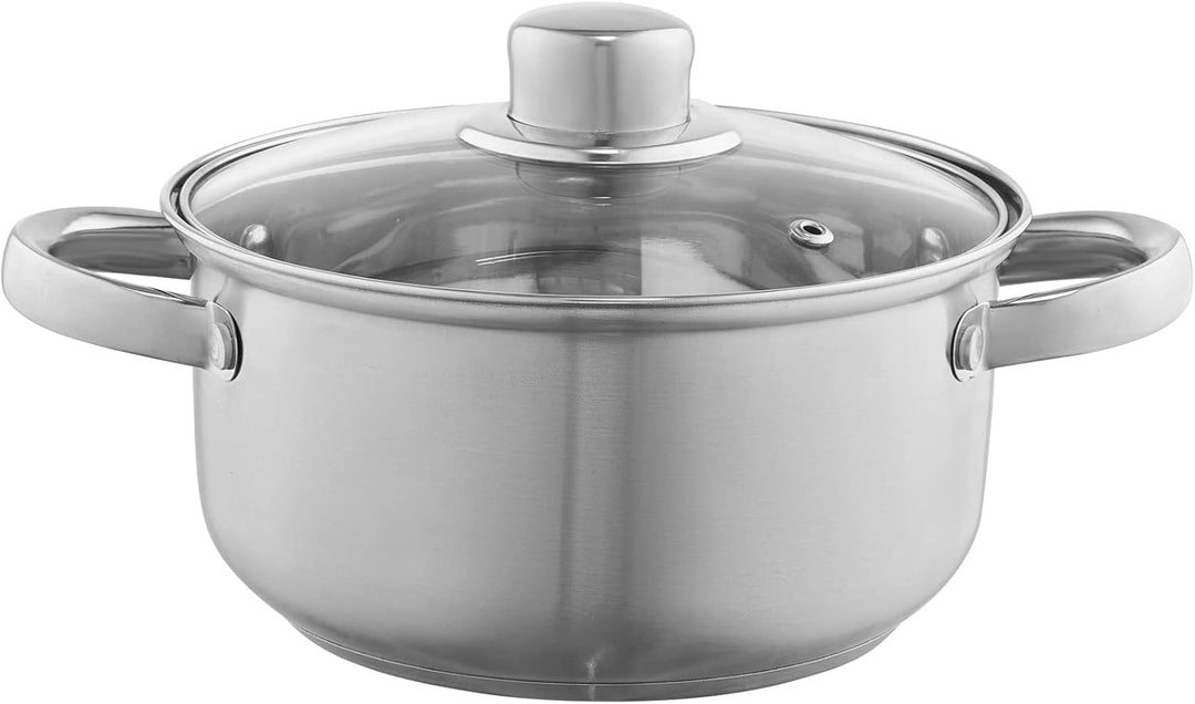 DOMOTTI Topfset Induktion Kochtopf Set 4-teilig mit Glasdeckel Edelstahl Kapselboden Induktionsgeeig
