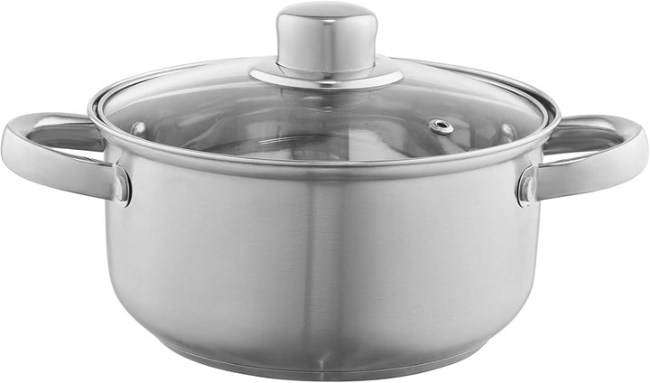 DOMOTTI Topfset Induktion Kochtopf Set 4-teilig mit Glasdeckel Edelstahl Kapselboden Induktionsgeeig