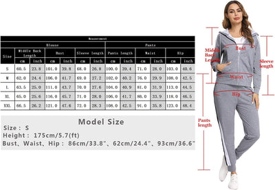 Litherday Jogginganzug Damen Lang Freizeitanzug Baumwolle Trainingsanzug Frauen Streifen Sportanzug