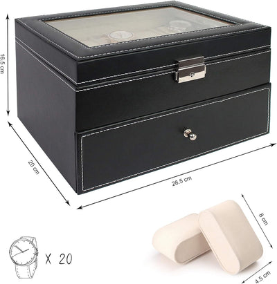Todeco - Uhrbox, Uhr und Armband Aufbewahrung - Material der Box: MDF - Kissenmaterial: Samt - 20 Uh