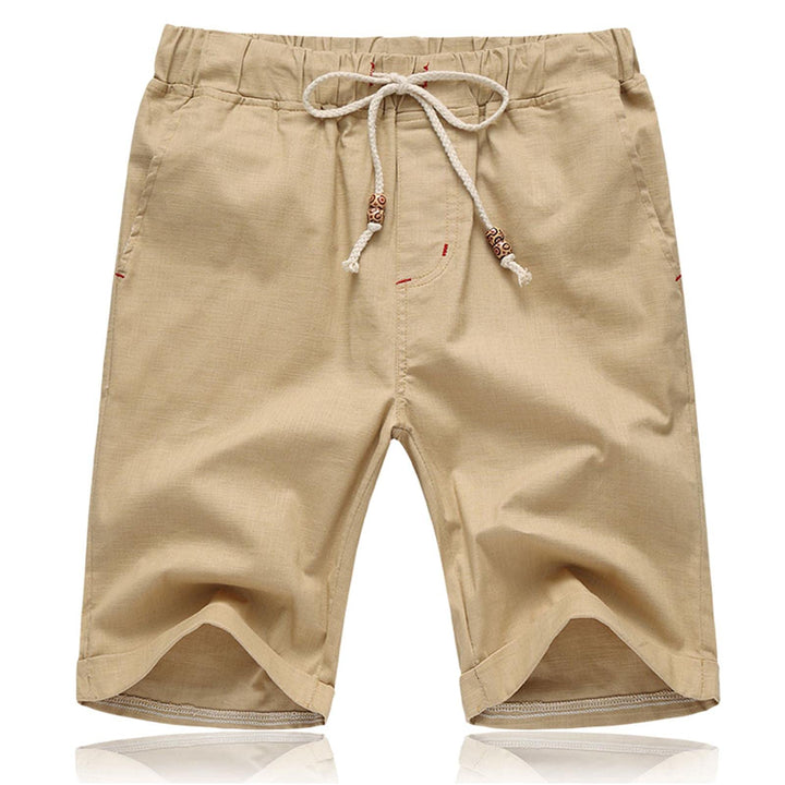JustSun Kurze Hosen Herren Leinen Shorts Leicht Atmungsaktiv mit Tunnelzug XL Khaki, XL Khaki
