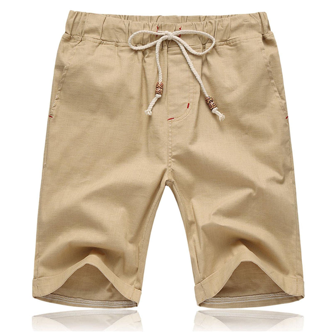 JustSun Kurze Hosen Herren Leinen Shorts Leicht Atmungsaktiv mit Tunnelzug XL Khaki, XL Khaki