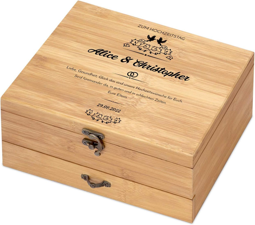 Maverton Weinöffner-Set personalisiert Weinset Sommelier Set - Geschenkbox Holzbox + 8er Weinzubehör