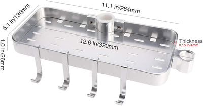 Raum Aluminium Duschregal ohne Bohren - Anzug [24mm-25mm] Duschstange Verstellbar Höhe, Duschregale