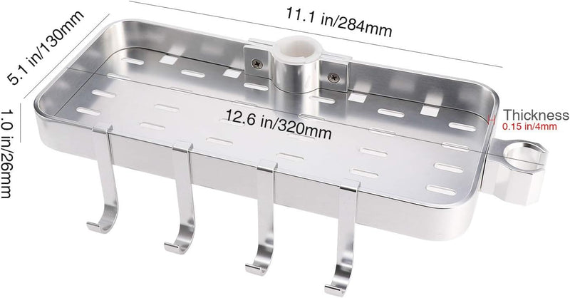 Raum Aluminium Duschregal ohne Bohren - Anzug [24mm-25mm] Duschstange Verstellbar Höhe, Duschregale
