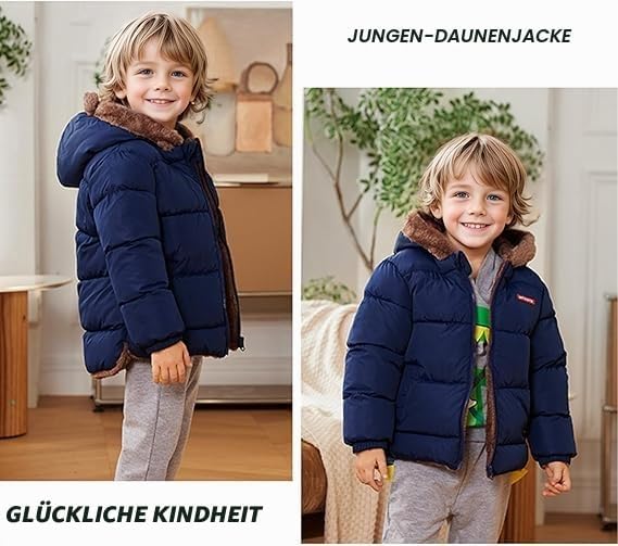 Baby Winter Fleece Mantel Kinder Jungen Jacke Outwear Mädchen Gepolstert Kleidung 1-2 Jahre Blau, 1-