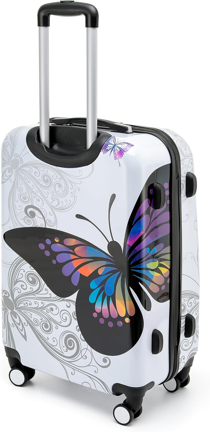 BEIBYE Butterfly 2060 4tlg Reisekoffer Trolley Hartschalen Kofferset (L-66cm), L-66cm