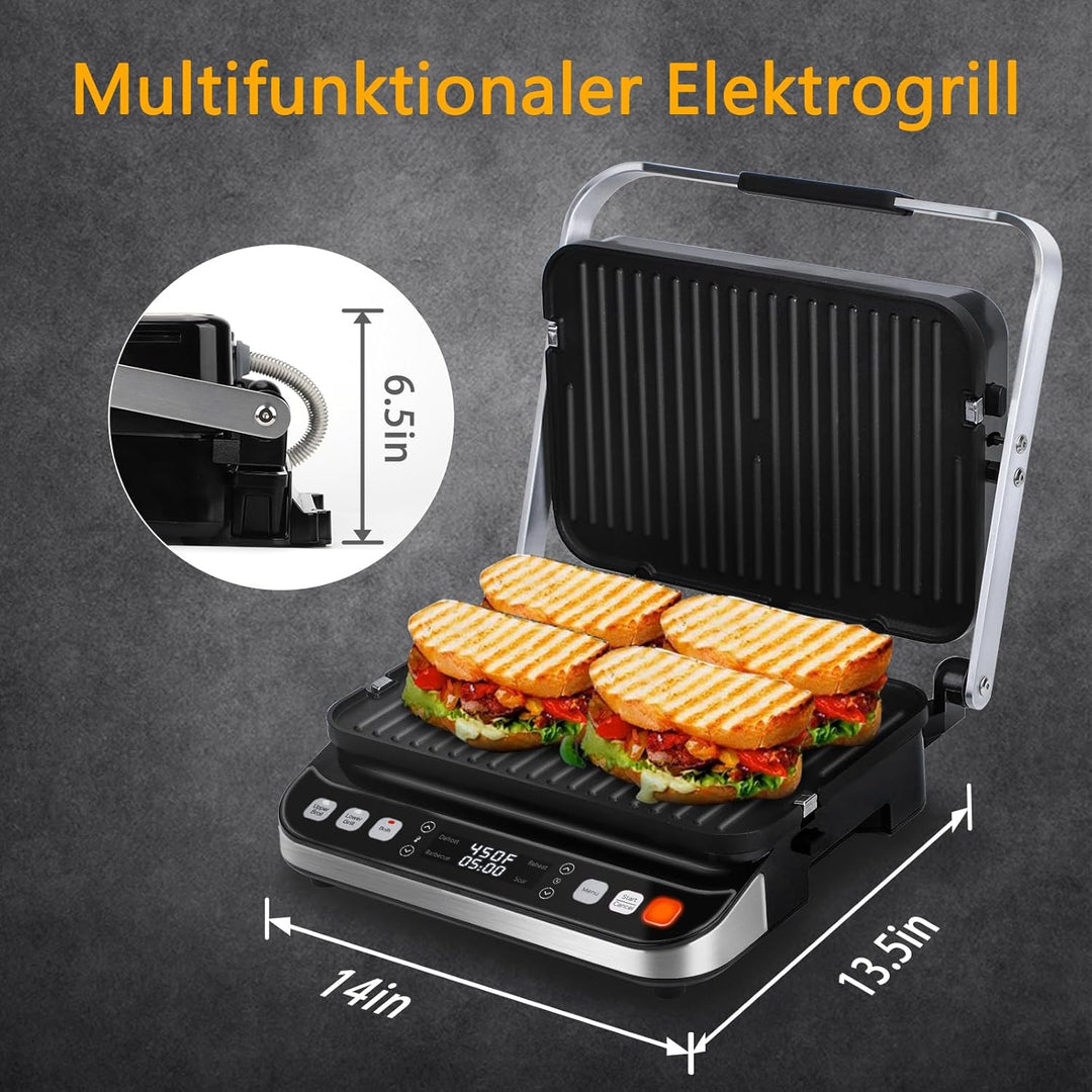 Taylor Swoden Aroma – 2000 W Grill, Sandwichmaker und Panini-Maker, 180º Öffnung, LED-Display und ab