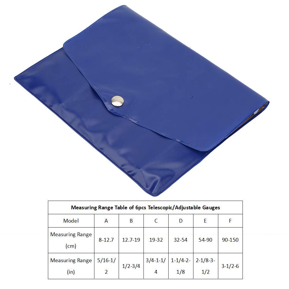 6Pcs/Set Bohrlehre, Telescoping Gauge Set, Teleskoplehrensatz, Genauigkeit: 0,1, 8-150mm Einstellbar