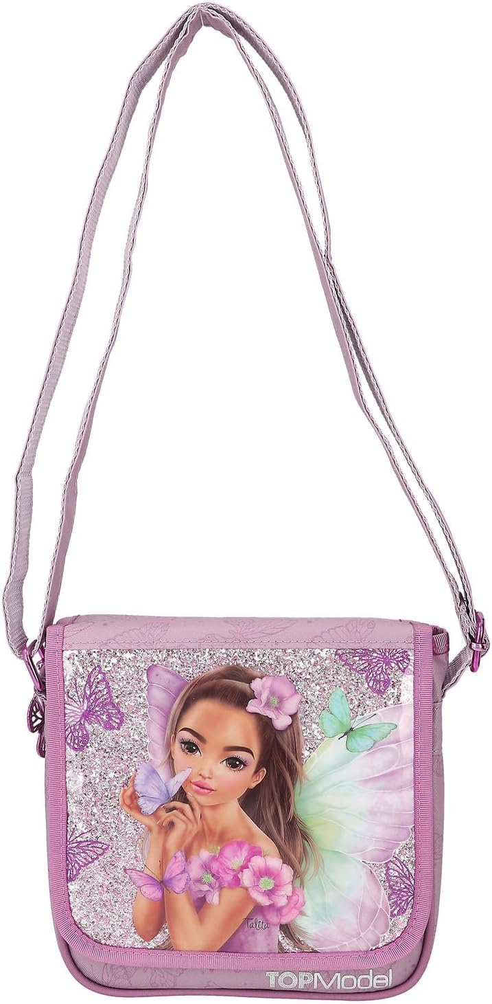 Depesche 12778 TOPModel Fairy Love - Kleine Umhängetasche in Mauve mit Model-Motiv und Schmetterling
