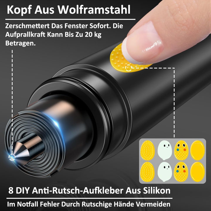 Sicherheitshammer mit Gurtschneider-Notfall mit Testglas-Notfallhammer Auto mit Upgrade Anti-Rutsch