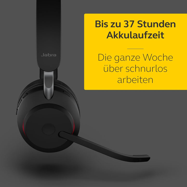 Jabra Evolve2 65 Wireless PC Headset with Charging Stand – Noise Cancelling Microsoft Teams Certifie