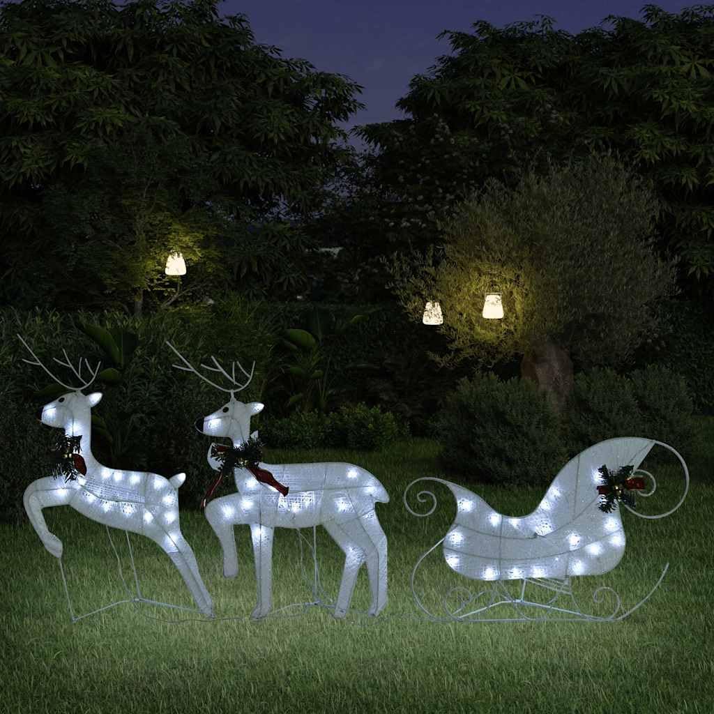 vidaXL Rentier mit Schlitten Weihnachtsdekoration 60 LEDs Outdoor Beleuchtet Dekofigur Weihnachtsdek
