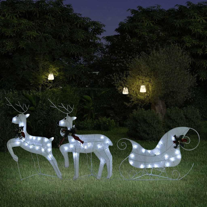 vidaXL Rentier mit Schlitten Weihnachtsdekoration 60 LEDs Outdoor Beleuchtet Dekofigur Weihnachtsdek