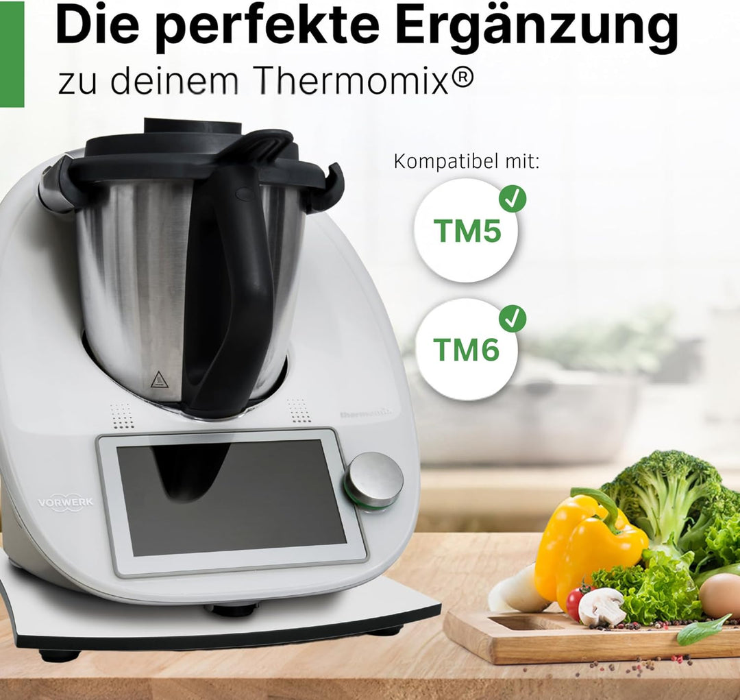 Gleitbrett passend für den Thermomix TM6 / TM5 aus HPL in Weiss von Leckerhelfer Weiss aus Hpl