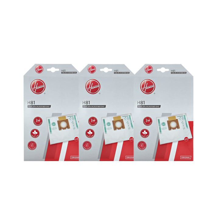 Hoover H81 Staubsaugerbeutel, Originalzubehör, aus Mikrofaser, 3 Packungen à 4 Beutel, Pure EPA, ger