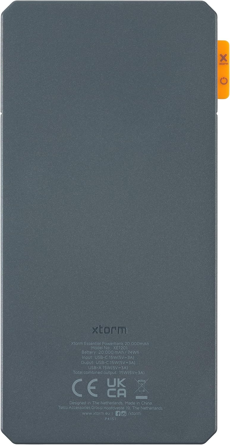 Xtorm Essential Powerbank 20.000 mAh, 15W, USB-C 15W, USB-A 15W, 2X Ausgang, XE1201, u.a. geeignet f