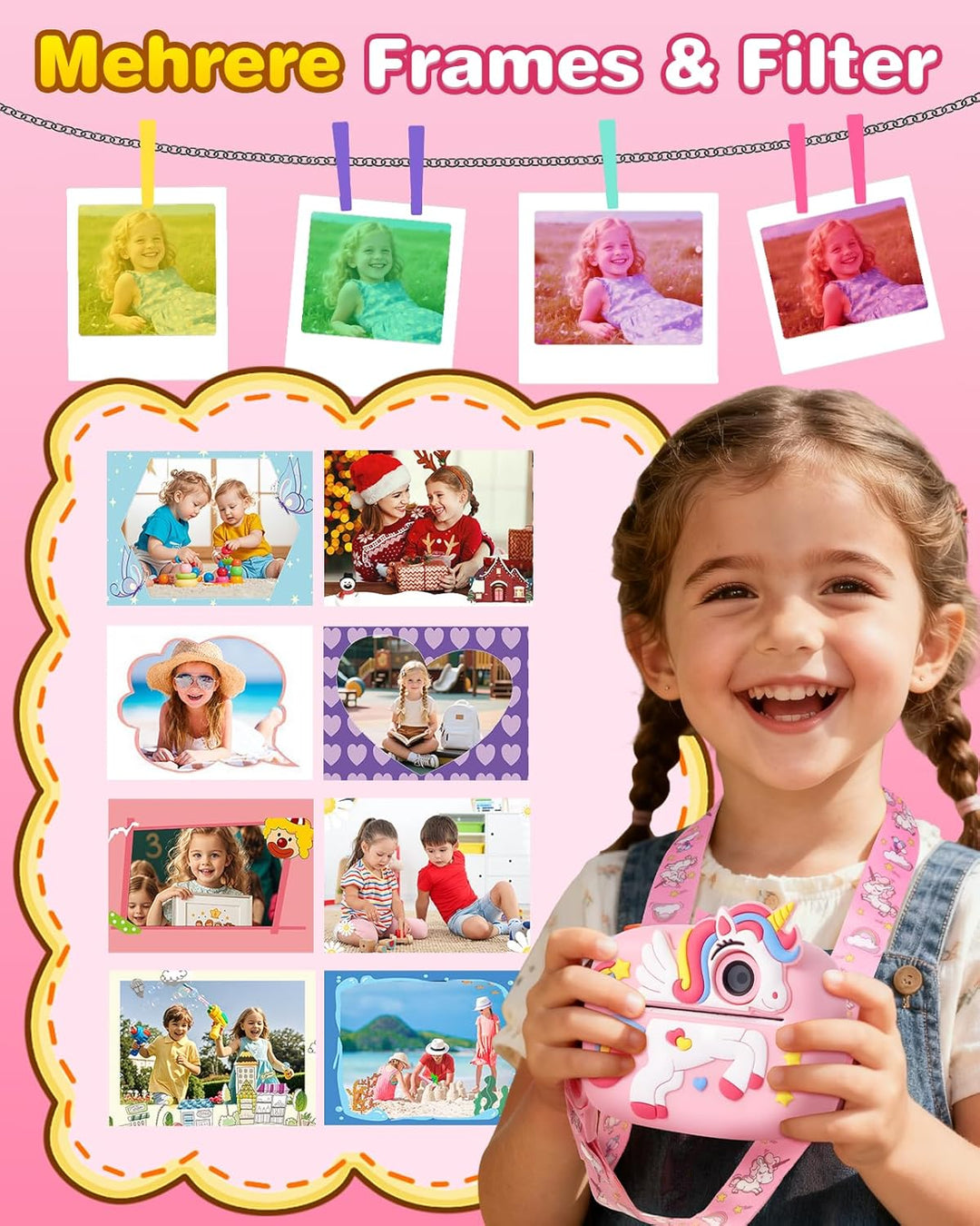 Kinderkamera, 48MP 1080P Sofortbildkamera Kinder Kamera Sofortdruck mit 32GB Karte &amp; 4 Rollen Fotos
