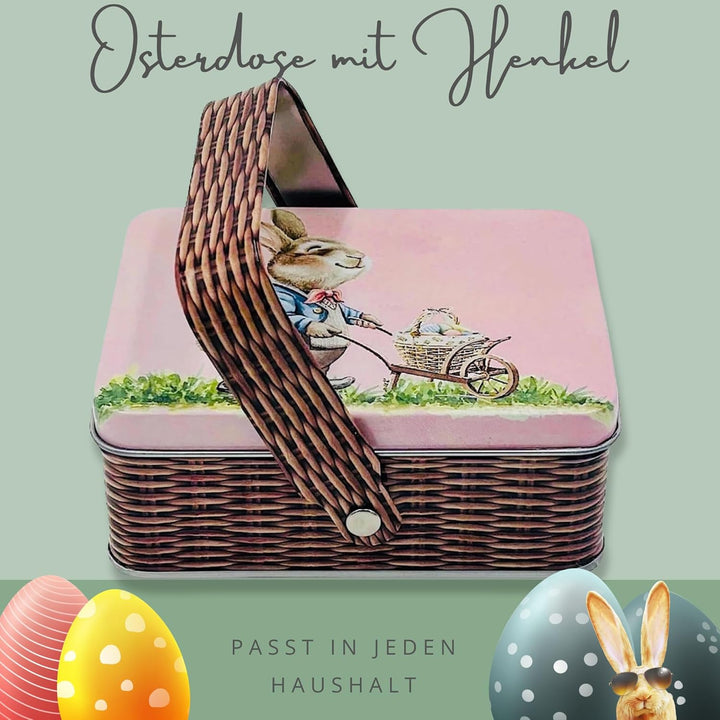 Osterkorb - Mini Dose, Bonbondose, Geschenkdose, Osterdose braun- rosa, Sammlerdose - Masse: (Länge