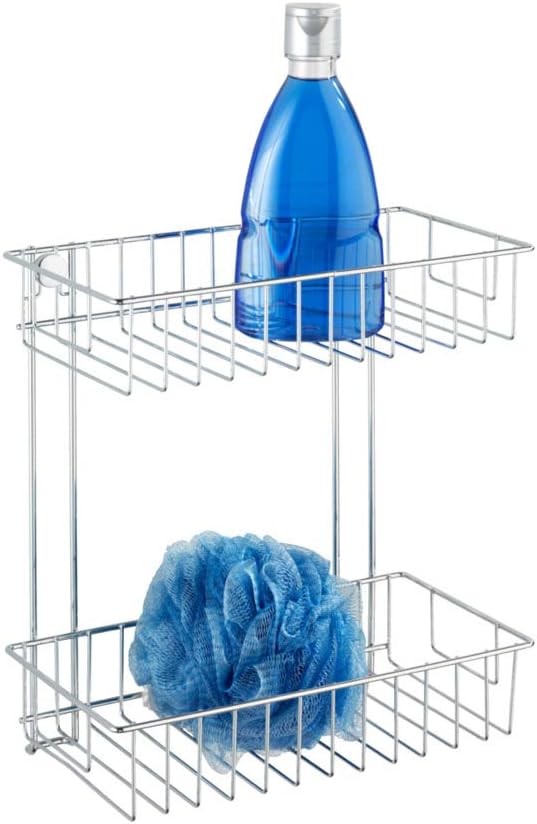 WENKO Wandregal 2 Etagen Classic, Stahl, 24 x 26 x 14 cm, Chrom Duo, Duo