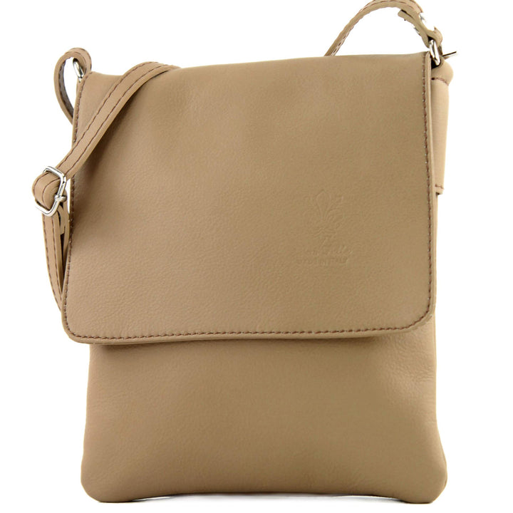 modamoda de - T34 - ital Damen Umhängetasche Schultertasche Klein Braunbeige, Braunbeige