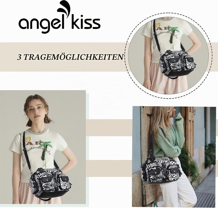 Angel Kiss Damen Handtasche 2 Hauptfächer Multifunktionale Handtasche Weich PU Leder Tasche mit Reis