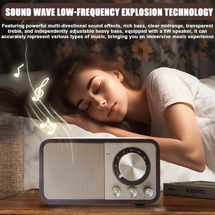 Retro Radio mit Bluetooth, Nostalgie Radio mit 1500mAh Akku wiederaufladbar, USB/TF-Karte/AUX, 5W La