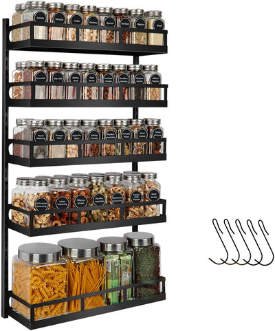 X-cosrack Gewürzregal Wand montieren - 5 Etagen Höhenverstellbares Hängendes Gewürzhalter-Organizer