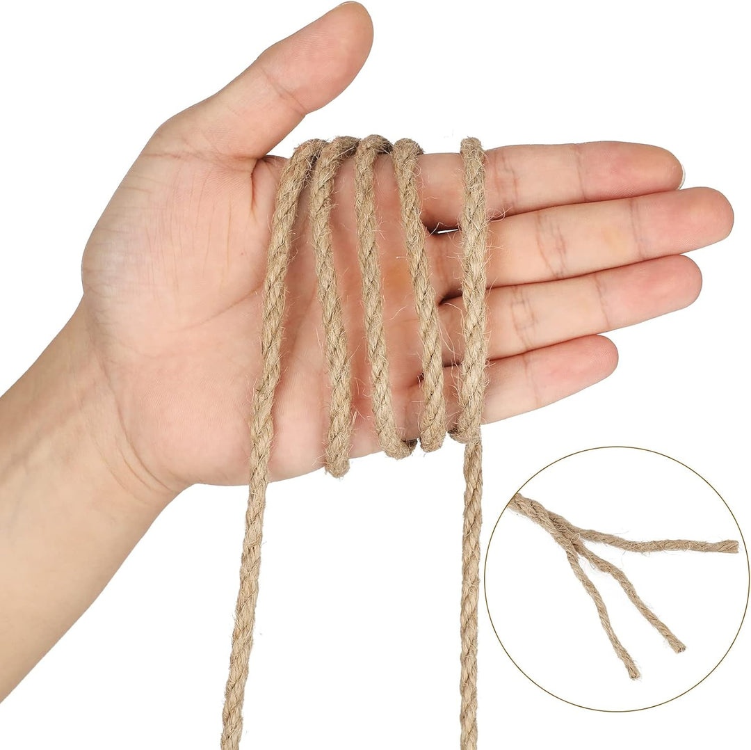 KINGLAKE 6mm Juteschnur,50m Hanfseil Jutegarn Naturkordel Jute Seil Dicke Schnur Bastelschnur Für Ve